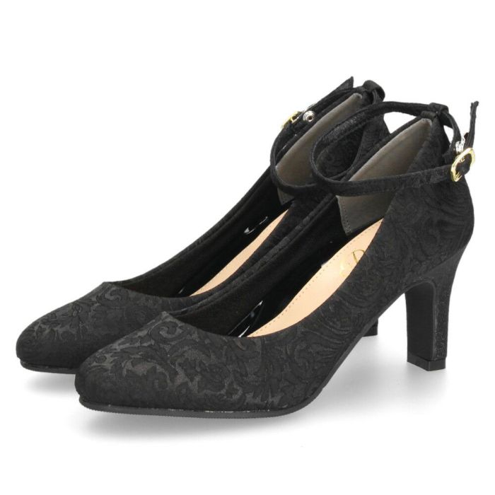 パンプス 結婚式 靴 アンクルストラップ 7cm 7センチヒール 二次会 パーティ 痛くない ラメ グリッター サテン レース ハイヒール お呼ばれ 2way 黒 18160 極ふわっ Parade レディース