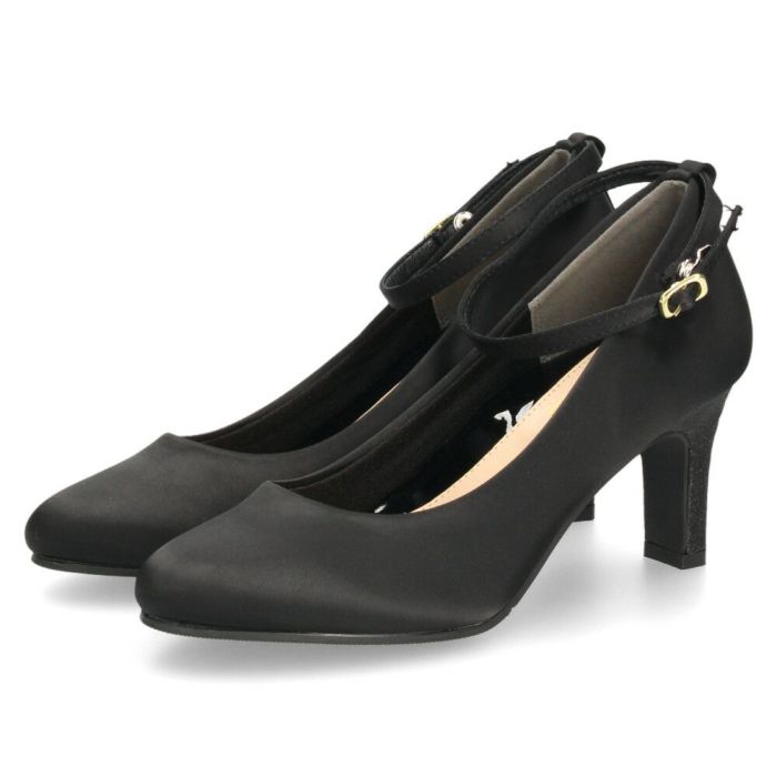 パンプス 結婚式 靴 アンクルストラップ 7cm 7センチヒール 二次会 パーティ 痛くない ラメ グリッター サテン レース ハイヒール お呼ばれ 2way 黒 18160 極ふわっ Parade レディース