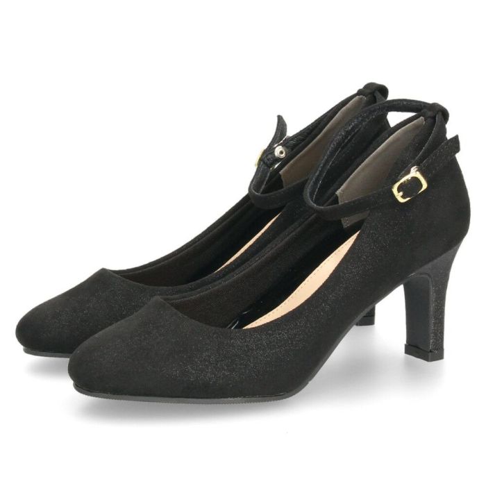 パンプス 結婚式 靴 アンクルストラップ 7cm 7センチヒール 二次会 パーティ 痛くない ラメ グリッター サテン レース ハイヒール お呼ばれ 2way 黒 18160 極ふわっ Parade レディース