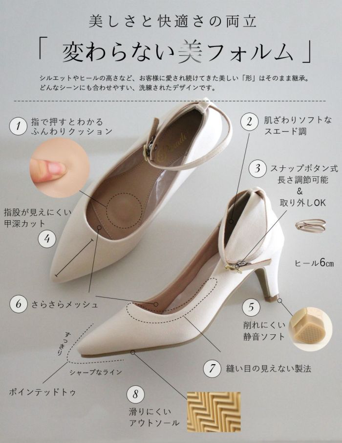 パンプス 結婚式 ストラップ 痛くない ウエディング 二次会 パーティ 太ヒール 6cm 6センチヒール レース アンクルストラップ 黒 19038 極ふわっ Parade 靴 レディース