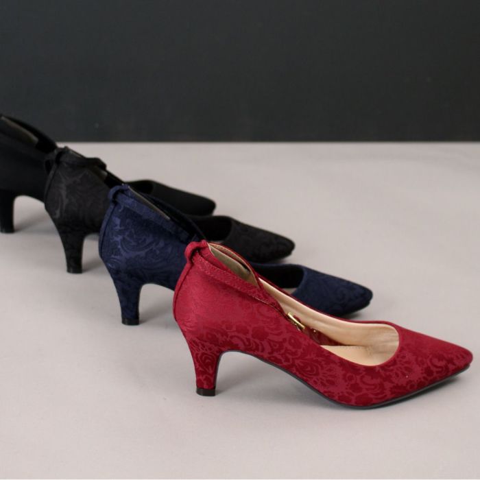 パンプス 結婚式 ストラップ 痛くない ウエディング 二次会 パーティ 太ヒール 6cm 6センチヒール レース アンクルストラップ 黒 19038 極ふわっ Parade 靴 レディース