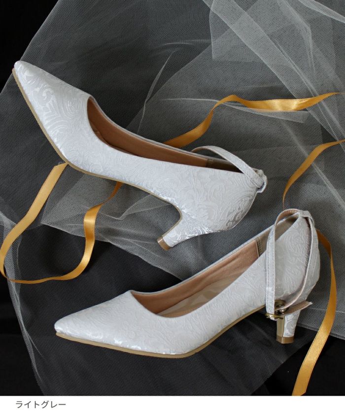 パンプス 結婚式 ストラップ 痛くない ウエディング 二次会 パーティ 太ヒール 6cm 6センチヒール レース アンクルストラップ 黒 19038 極ふわっ Parade 靴 レディース