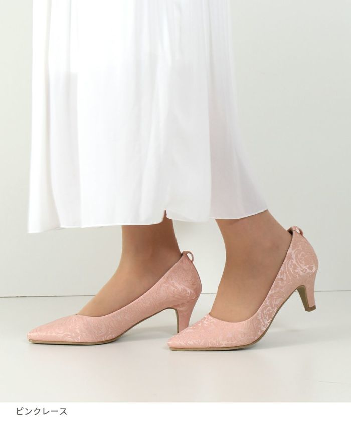 パンプス 結婚式 ストラップ 痛くない ウエディング 二次会 パーティ 太ヒール 6cm 6センチヒール レース アンクルストラップ 黒 19038 極ふわっ Parade 靴 レディース