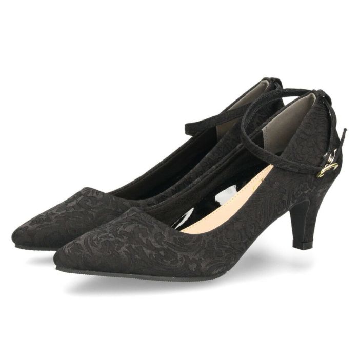 パンプス 結婚式 ストラップ 痛くない ウエディング 二次会 パーティ 太ヒール 6cm 6センチヒール レース アンクルストラップ 黒 19038 極ふわっ Parade 靴 レディース