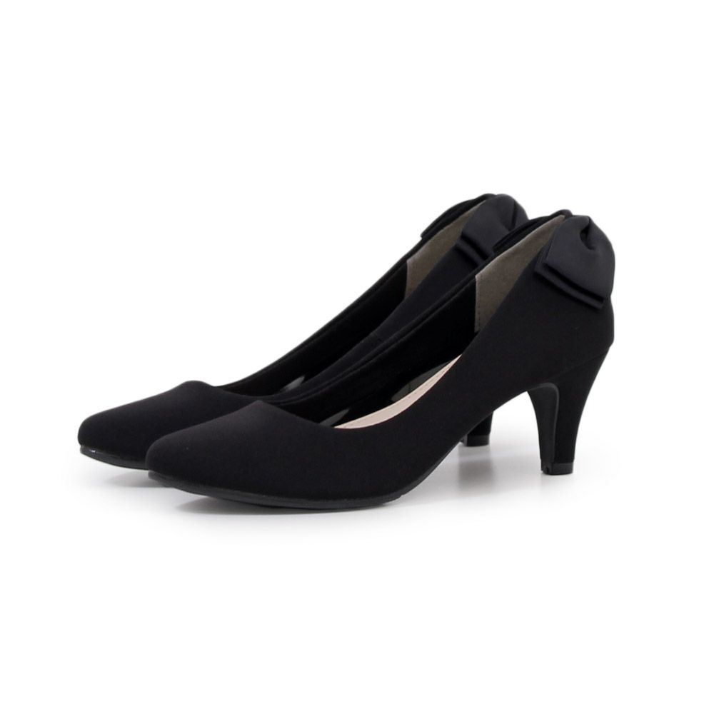 結婚式 パンプス 疲れない 太ヒール 靴 バックリボン 6cm 6センチヒール ベージュ ブラック 黒 お呼ばれ 極ふわっ Parade 18161