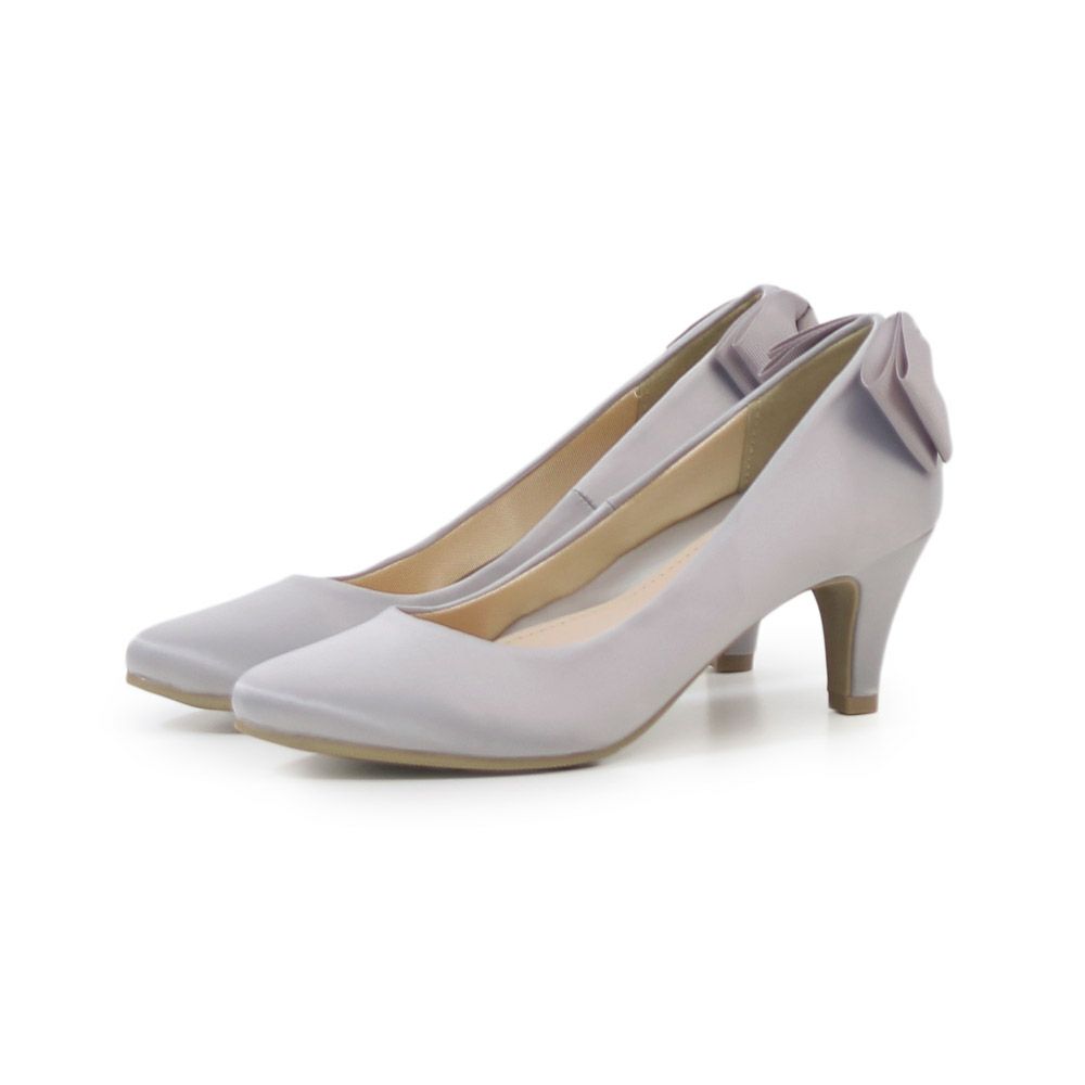 結婚式 パンプス 疲れない 太ヒール 靴 バックリボン 6cm 6センチヒール ベージュ ブラック 黒 お呼ばれ 極ふわっ Parade 18161