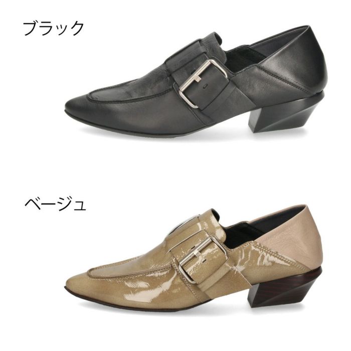 ラボキゴシ ワークス レディース パンプス 本革 ブラック 黒 ベージュ ローヒール ポインテッドトゥ 2WAY 柔らかい 靴 12805 RABOKIGOSHI works 日本製