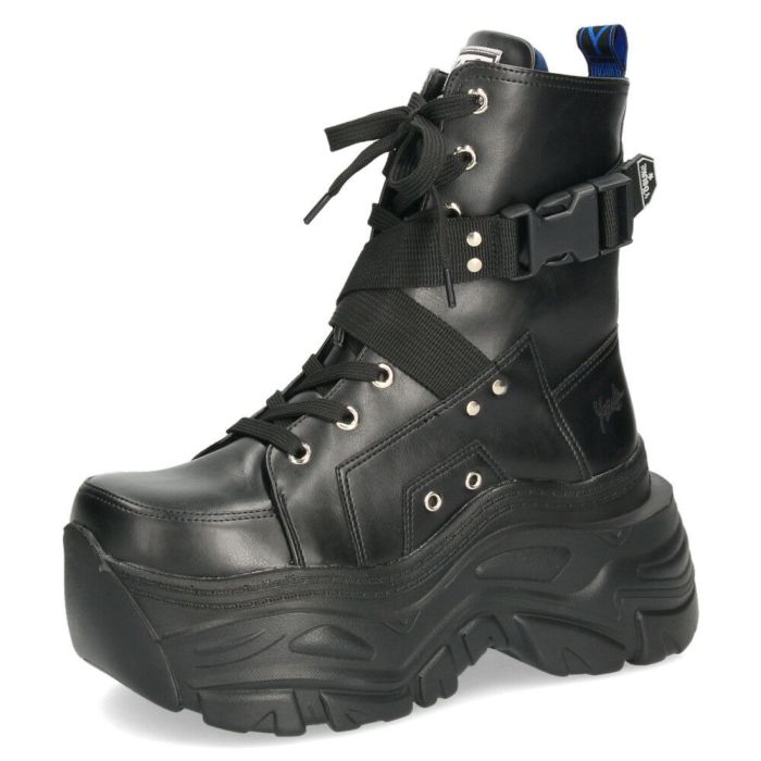 ヨースケ 厚底スニーカー 厚底ブーツ 靴 レディース 黒 レースアップシューズ レースアップブーツ 幅広 3E ブラック YOSUKE 4460079