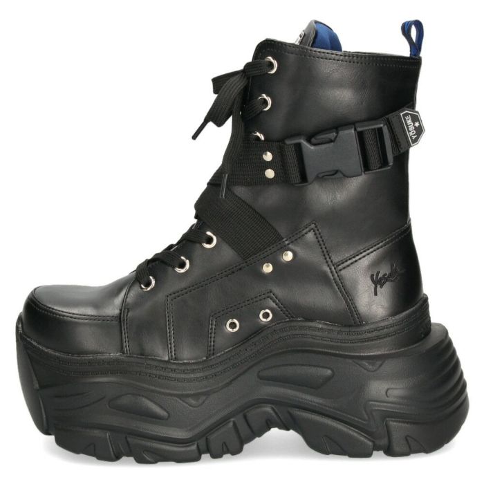 ヨースケ 厚底スニーカー 厚底ブーツ 靴 レディース 黒 レースアップシューズ レースアップブーツ 幅広 3E ブラック YOSUKE 4460079