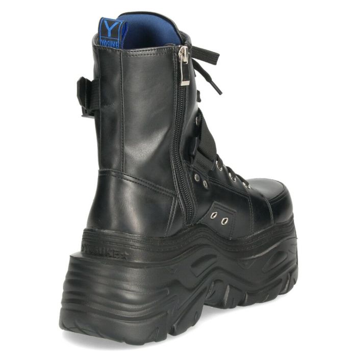 ヨースケ 厚底スニーカー 厚底ブーツ 靴 レディース 黒 レースアップシューズ レースアップブーツ 幅広 3E ブラック YOSUKE 4460079
