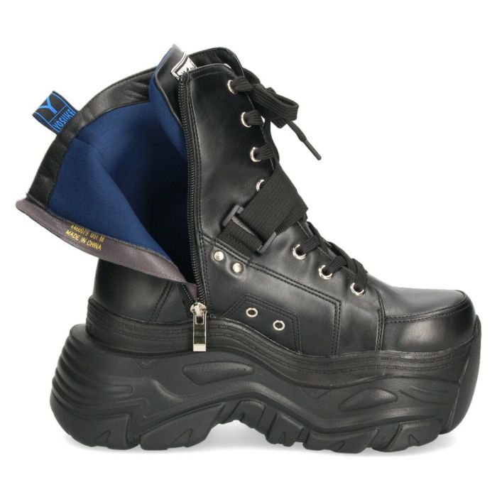 ヨースケ 厚底スニーカー 厚底ブーツ 靴 レディース 黒 レースアップシューズ レースアップブーツ 幅広 3E ブラック YOSUKE 4460079