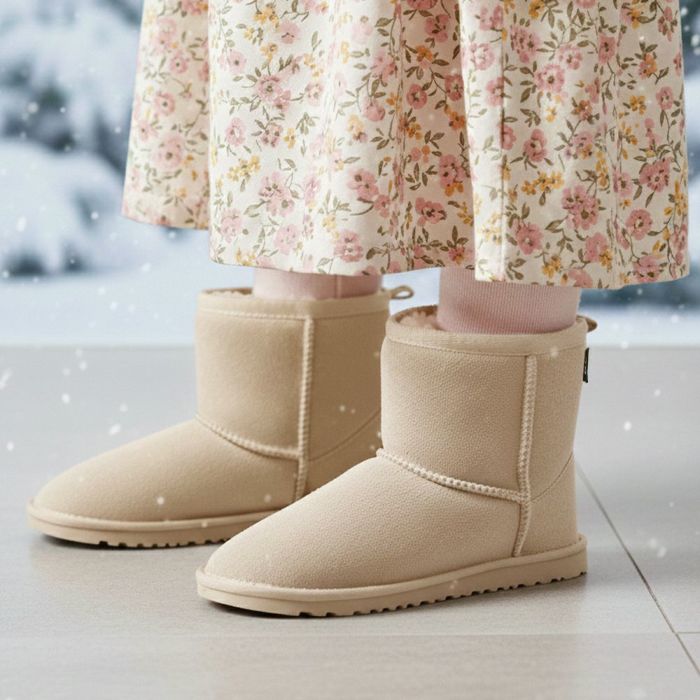 ムートンブーツ キッズ ブーツ 撥水 靴 ミディアム丈 あったか 男女兼用 シンプル 黒 子供 こども 冬 ふわふわ あたたかい フェイクファー ボア 防寒 軽量 Parade パレード 56303