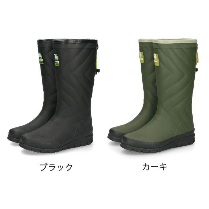 moz モズ レディース レインブーツ 歩きやすい 長靴 防水 レインシューズ 黒 ブラック カーキ 9701 雨 雪 通勤 通学 アウトドア