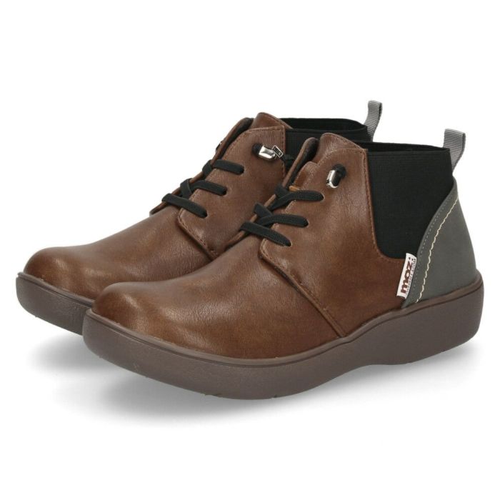 moz モズ レディース ブーツ 黒 歩きやすい レースアップブーツ ショート 軽量 スニーカーソール チャッカ風 サイドゴア 402506 ブラック ダークブラウン マスタード