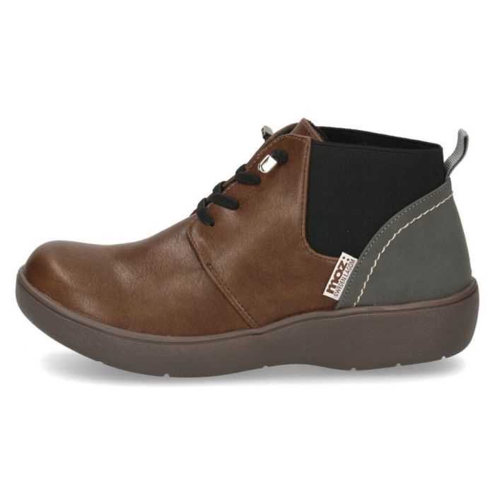 moz モズ レディース ブーツ 黒 歩きやすい レースアップブーツ ショート 軽量 スニーカーソール チャッカ風 サイドゴア 402506 ブラック ダークブラウン マスタード