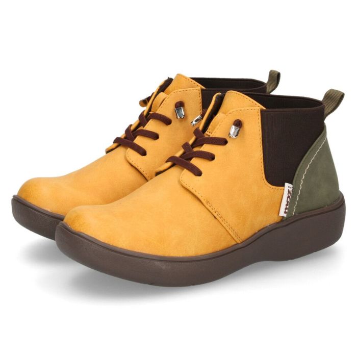 moz モズ レディース ブーツ 黒 歩きやすい レースアップブーツ ショート 軽量 スニーカーソール チャッカ風 サイドゴア 402506 ブラック ダークブラウン マスタード