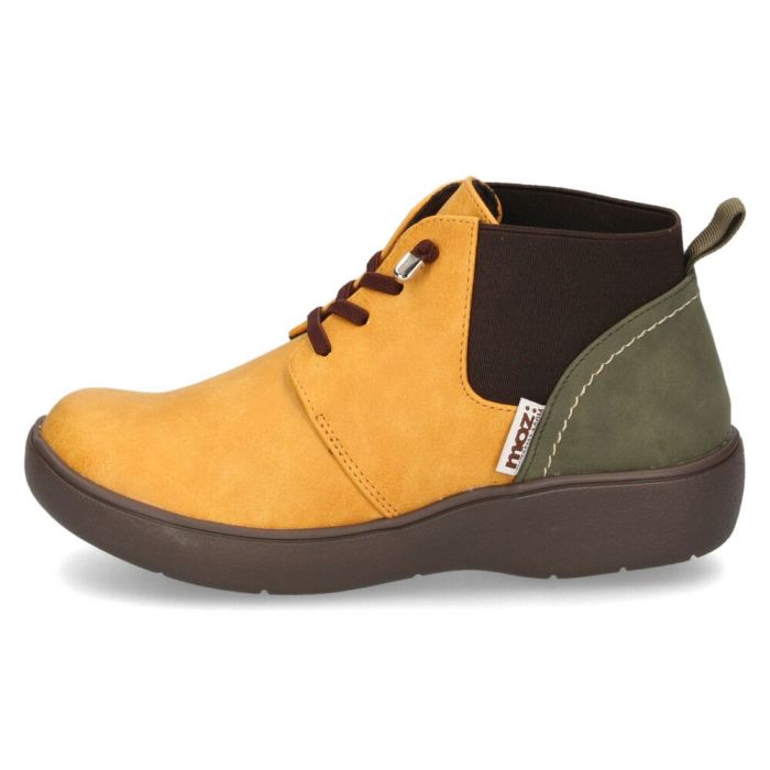 moz モズ レディース ブーツ 黒 歩きやすい レースアップブーツ ショート 軽量 スニーカーソール チャッカ風 サイドゴア 402506 ブラック ダークブラウン マスタード