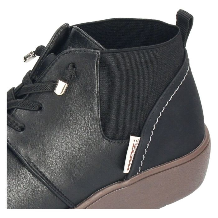 moz モズ レディース ブーツ 黒 歩きやすい レースアップブーツ ショート 軽量 スニーカーソール チャッカ風 サイドゴア 402506 ブラック ダークブラウン マスタード