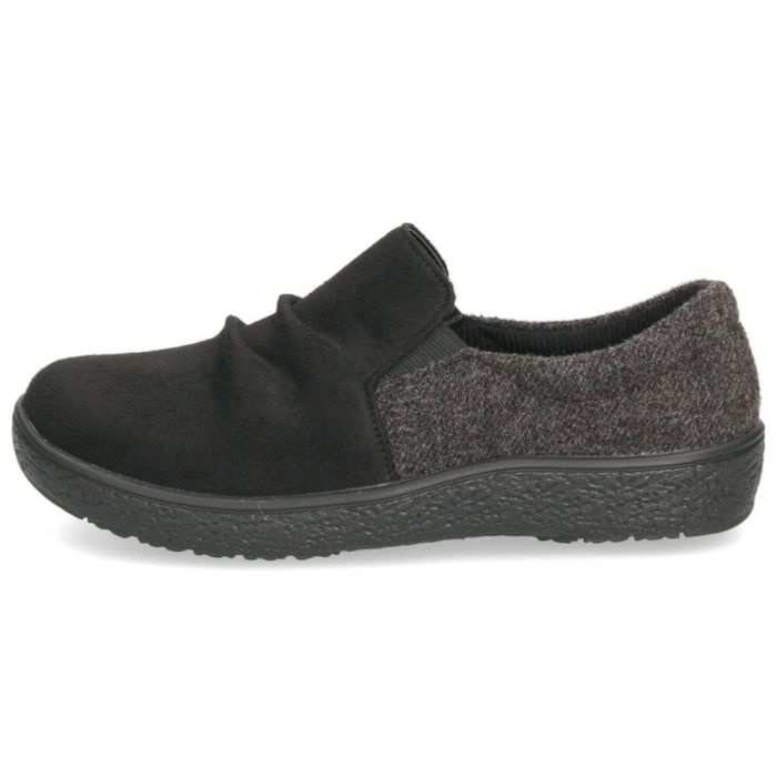 スリッポン レディース カジュアルシューズ きれいめ パンジー 靴 撥水 保温 防滑 4E ゆったり 幅広 抗菌 黒 Pansy 1510