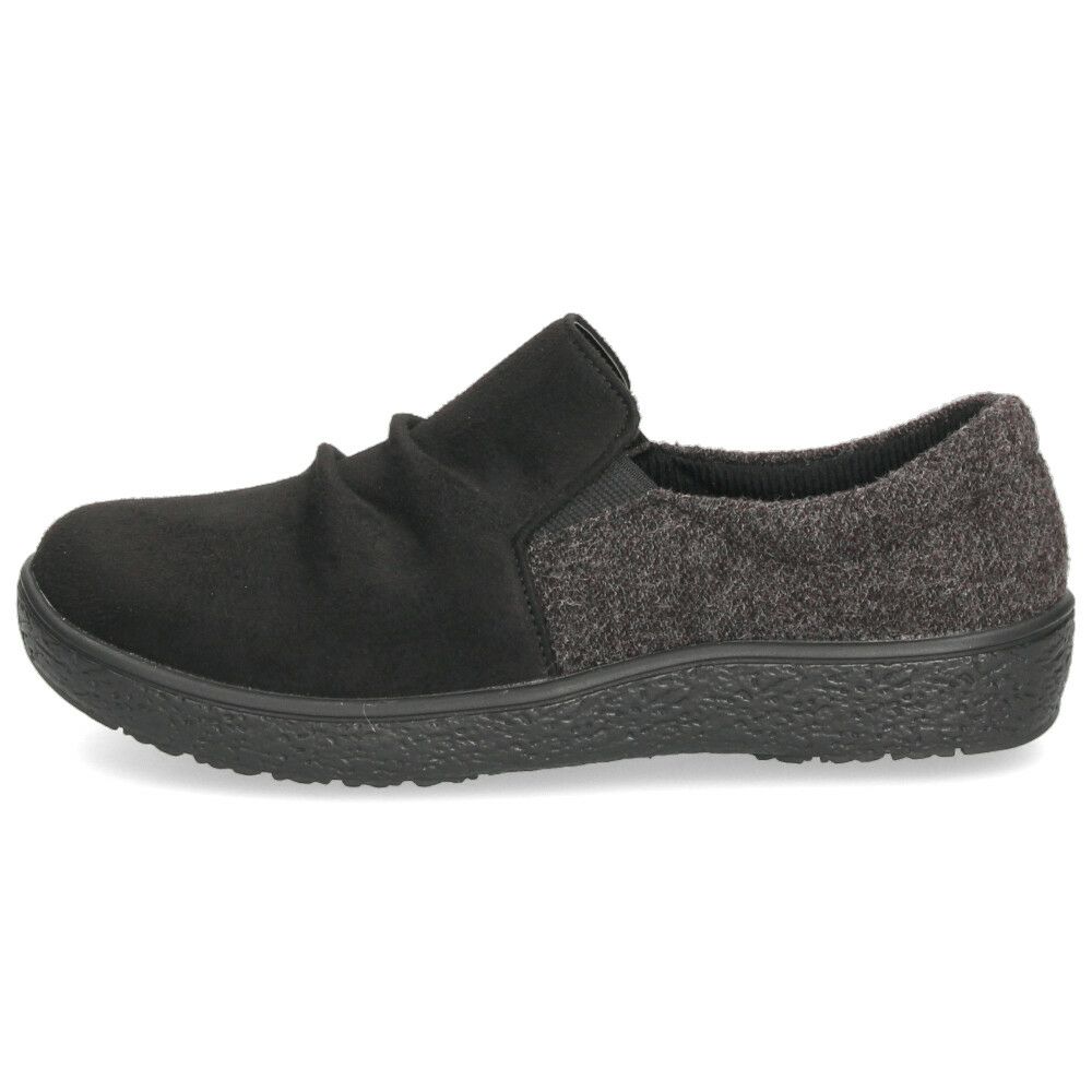 スリッポン レディース カジュアルシューズ きれいめ パンジー 靴 撥水 保温 防滑 4E ゆったり 幅広 抗菌 黒 Pansy 1510