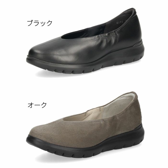 レディース スリッポン 幅広 靴 レザー 黒 軽量 ゆったり 甲高 Vカット シューズ 本革 日本製 ブラック オーク 5179 COMPOSITION Blow