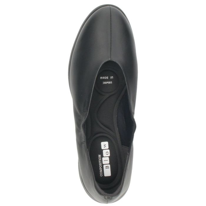 レディース スリッポン 幅広 靴 レザー 黒 軽量 ゆったり 甲高 Vカット シューズ 本革 日本製 ブラック オーク 5179 COMPOSITION Blow