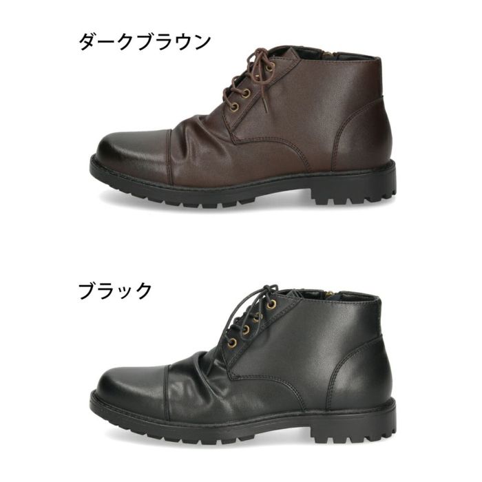 レースアップブーツ メンズ 本革 黒 ショートブーツ サイドジップ レザー 黒 編み上げ 靴 革靴 VIVA GRAFFITI ビバグラフィティ 278