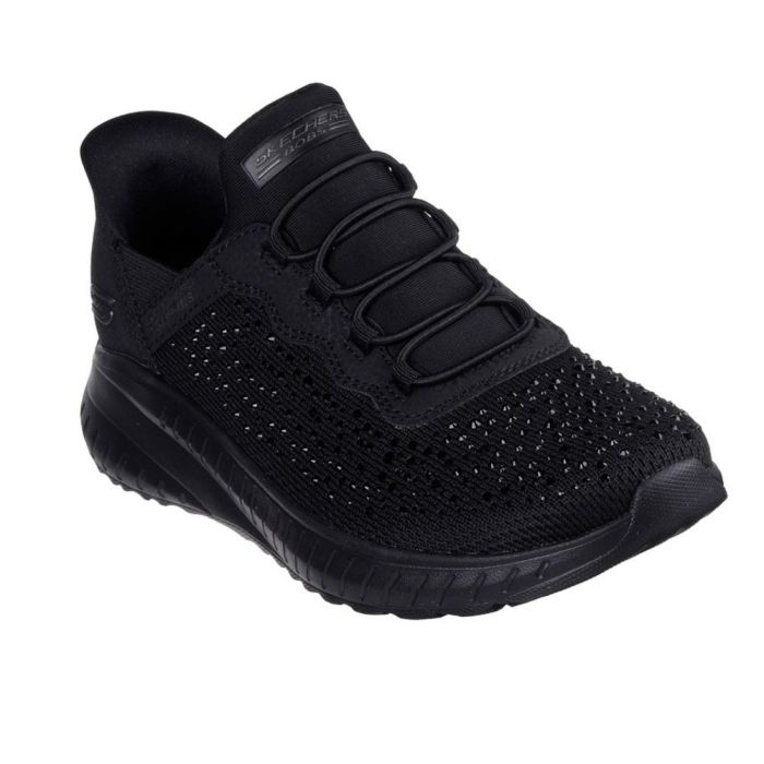 スケッチャーズ スリップインズ レディース スニーカー 靴 スリッポン クッション性 ノーマル幅 SKECHERS Slip-ins BOBSSQUAD ボブススクワッド カオス-デイリーグリッツ 117622 ブラック 黒