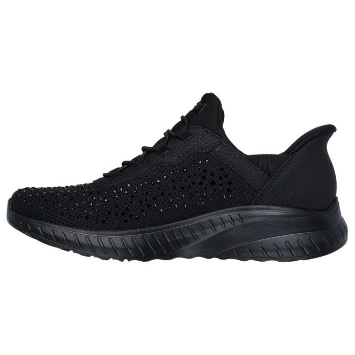 スケッチャーズ スリップインズ レディース スニーカー 靴 スリッポン クッション性 ノーマル幅 SKECHERS Slip-ins BOBSSQUAD ボブススクワッド カオス-デイリーグリッツ 117622 ブラック 黒