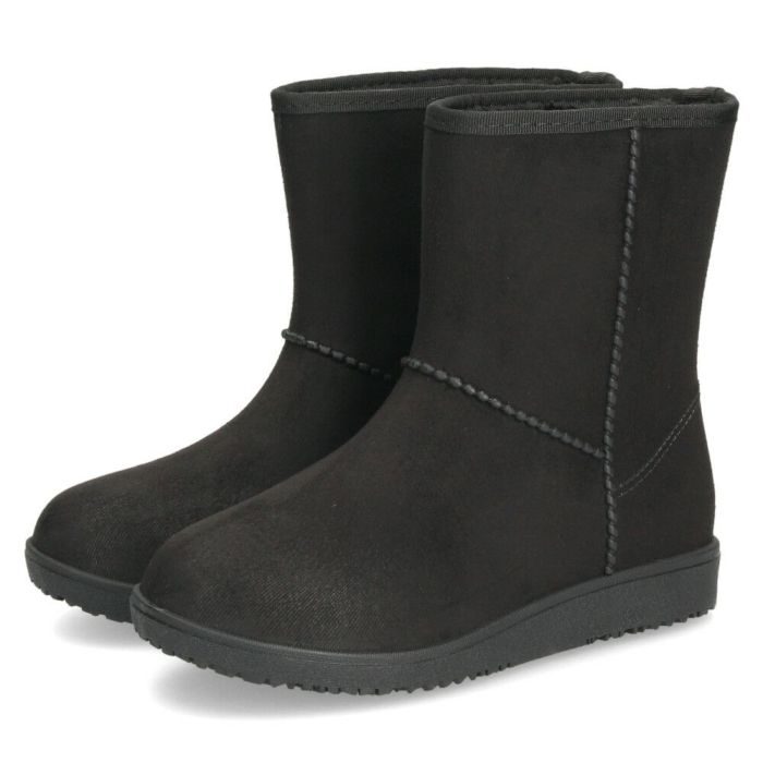 レインブーツ レディース 防水 防寒 スエード調 ムートンブーツ風  靴 ショートブーツ あったか 冬 雪 雨 神戸フクセン FKR1068 ブラック 黒 オーク