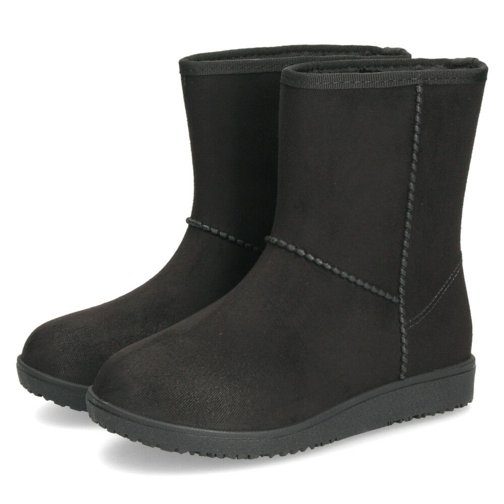 レインブーツ レディース 防水 防寒 スエード調 ムートンブーツ風  靴 ショートブーツ あったか 冬 雪 雨 神戸フクセン FKR1068 ブラック 黒 オーク