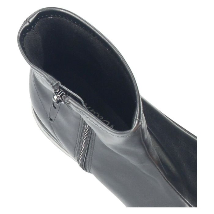 ショートブーツ レディース 厚底 黒 おしゃれ ストレッチブーツ トラックソール ヒール 6cm サイドジップ 合皮 CT-7912 ブラック