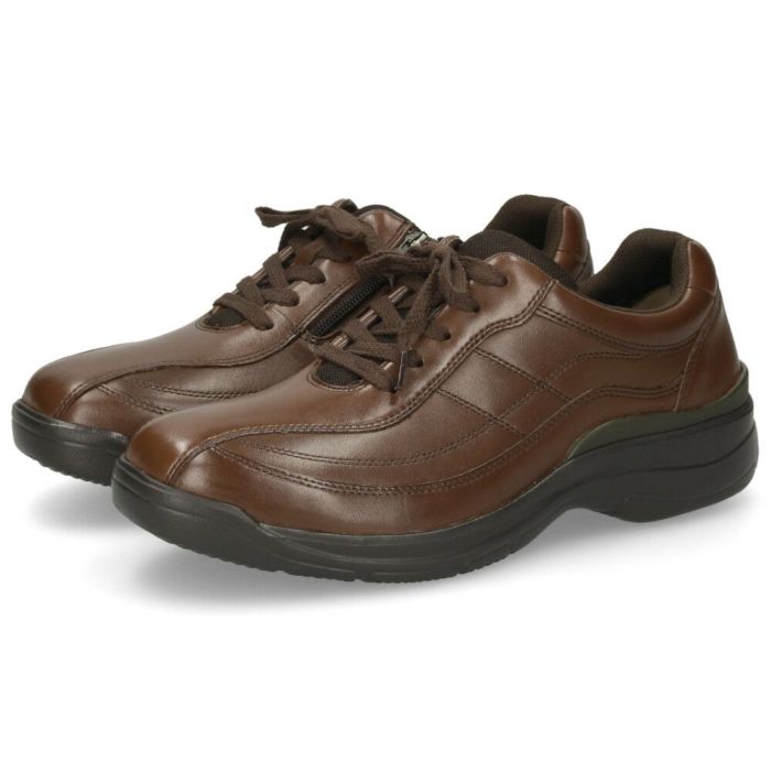 革靴 メンズ 本革 4E 幅広 スリッポン 紐 ウォーキングシューズ 黒 ブラック ブラウン 撥水加工 ファスナー付き ドクターアッシー DR8014 DR8015 Dr.ASSY