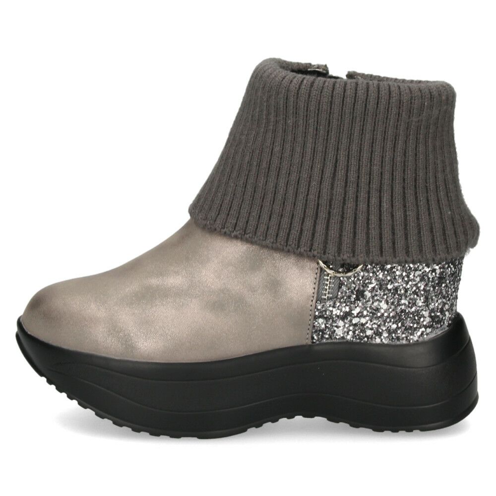 ブーツ レディース 厚底 グリッターリブニットインヒールショートブーツ 靴 ファスナー 防寒 黒 ブラックスエード スチール ムーム MUUM XJ304