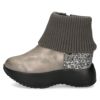 ブーツ レディース 厚底 グリッターリブニットインヒールショートブーツ 靴 ファスナー 防寒 黒 ブラックスエード スチール ムーム MUUM XJ304