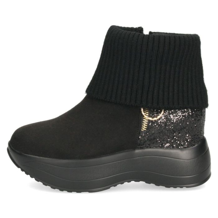 ブーツ レディース 厚底 グリッターリブニットインヒールショートブーツ 靴 ファスナー 防寒 黒 ブラックスエード スチール ムーム MUUM XJ304