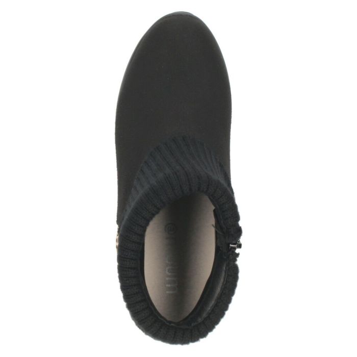 ブーツ レディース 厚底 グリッターリブニットインヒールショートブーツ 靴 ファスナー 防寒 黒 ブラックスエード スチール ムーム MUUM XJ304