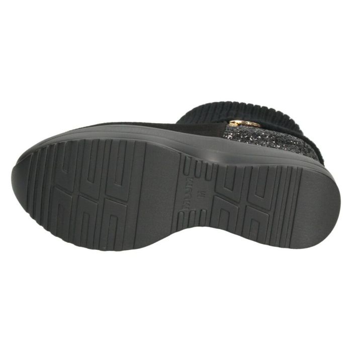 ブーツ レディース 厚底 グリッターリブニットインヒールショートブーツ 靴 ファスナー 防寒 黒 ブラックスエード スチール ムーム MUUM XJ304