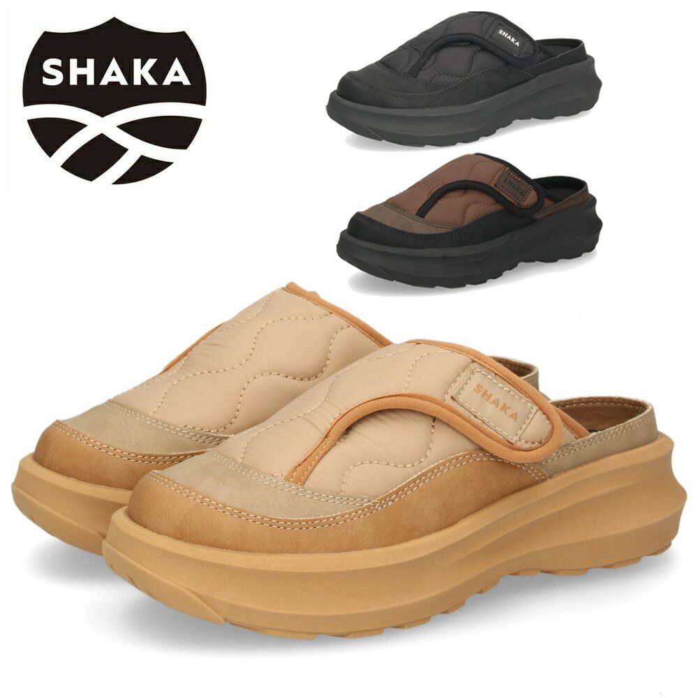 シャカ サンダル レディース 黒 厚底 靴 シュラフ スライド ゲス SCHLAF SLIDE GES クロッグ サボ ルームシューズ 防寒 軽量 SHAKA SK-346 ブラック ダークブラウン トープ