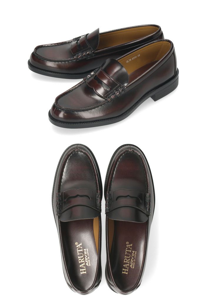 ローファー 学生 メンズ ハルタ HARUTA 29cm 30cm 黒 3E 通学 学生 靴 通勤 学生靴 ブラック クロ フォーマル 6550 紳士靴 コインローファー セレモニー 日本製 【サイズ交換OK】