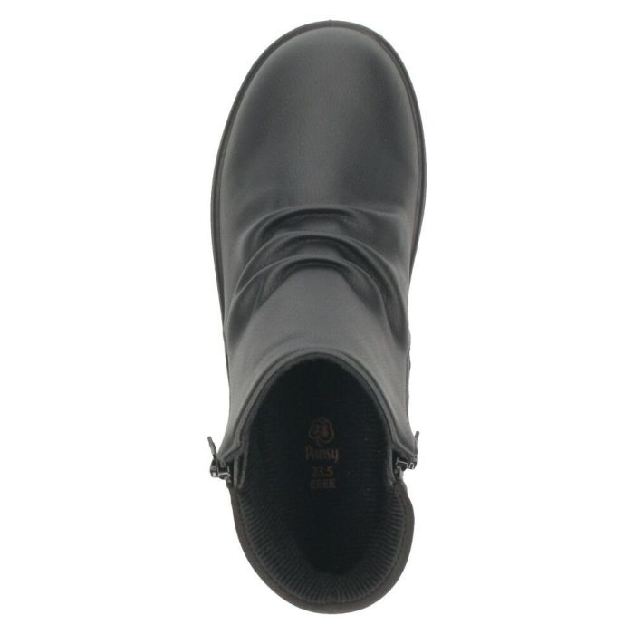 ショートブーツ レディース サイドジップ 防水 幅広 ゆったり 4E 雨 カジュアル 抗菌防臭加工 暖かい ブラック 黒 ブラウン 履きやすい パンジー 4691 Pansy