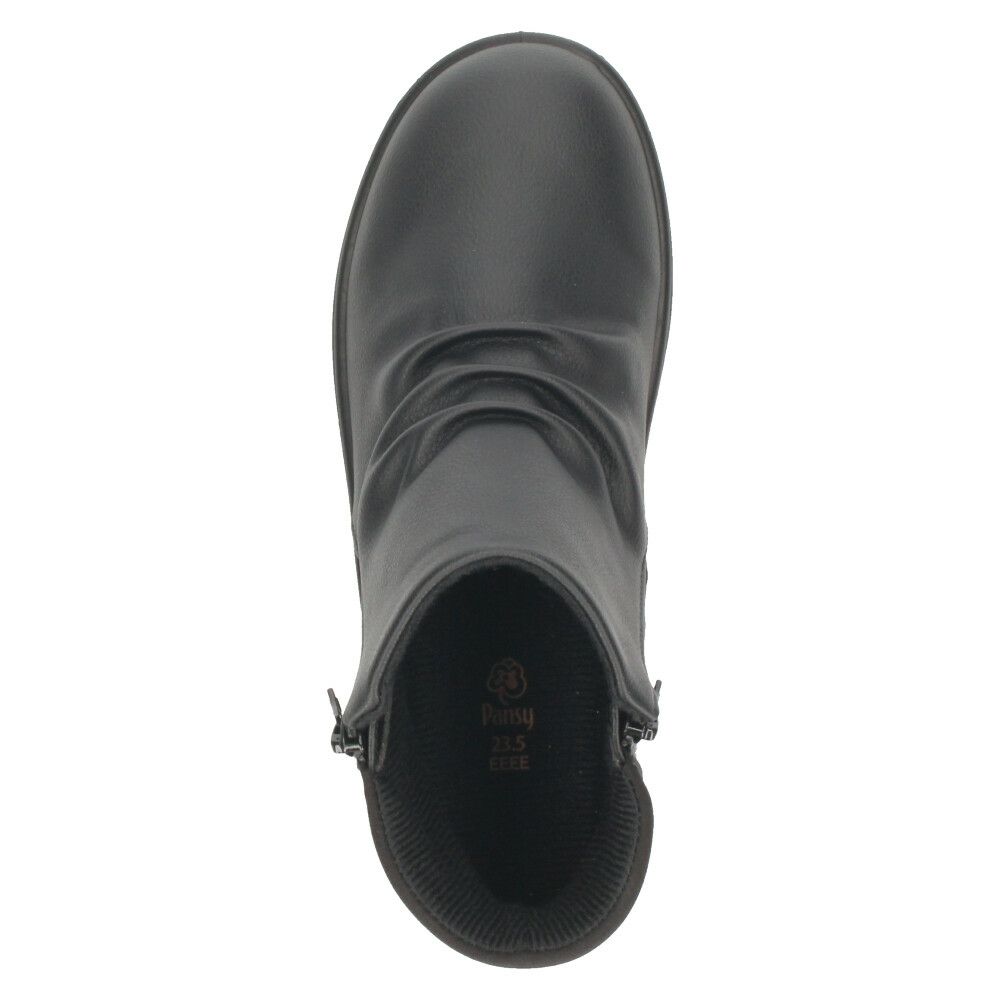 ショートブーツ レディース サイドジップ 防水 幅広 ゆったり 4E 雨 カジュアル 抗菌防臭加工 暖かい ブラック 黒 ブラウン 履きやすい パンジー 4691 Pansy