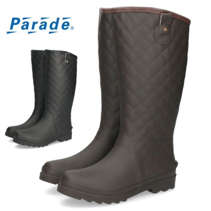 長靴 レディース 雪 レインブーツ 靴 ロング 完全防水 防滑 軽量 やわらか キルティング シンプル 黒 ブラウン ブラック 雨 大きいサイズParade 52602