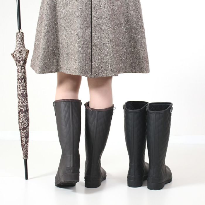 長靴 レディース 雪 レインブーツ 靴 ロング 完全防水 防滑 軽量 やわらか キルティング シンプル 黒 ブラウン ブラック 雨 大きいサイズParade 52602