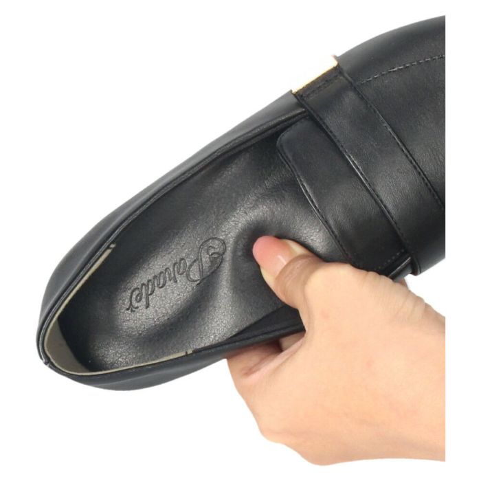 ローファー レディース 靴 ベルトロファーパンプス 防水 晴雨兼用 スクエアトゥ ゴールド金具 合皮 歩きやすい 通勤 通学 オフィス ブラック ブラウン パレード 51105 Parade