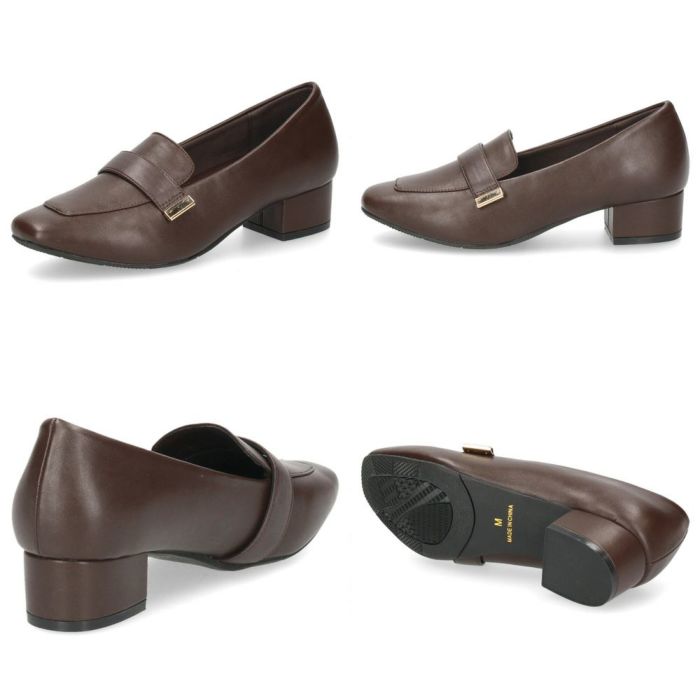 ローファー レディース 靴 ベルトロファーパンプス 防水 晴雨兼用 スクエアトゥ ゴールド金具 合皮 歩きやすい 通勤 通学 オフィス ブラック ブラウン パレード 51105 Parade