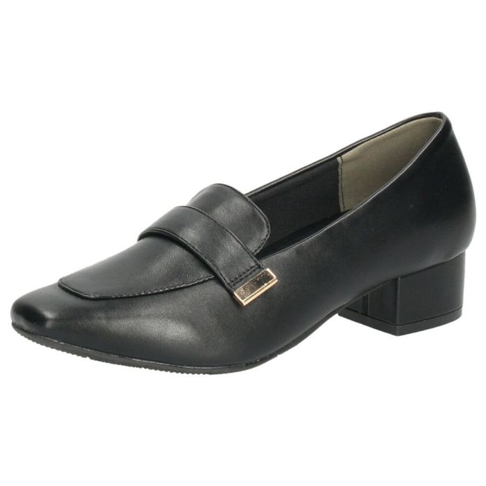 ローファー レディース 靴 ベルトロファーパンプス 防水 晴雨兼用 スクエアトゥ ゴールド金具 合皮 歩きやすい 通勤 通学 オフィス ブラック ブラウン パレード 51105 Parade