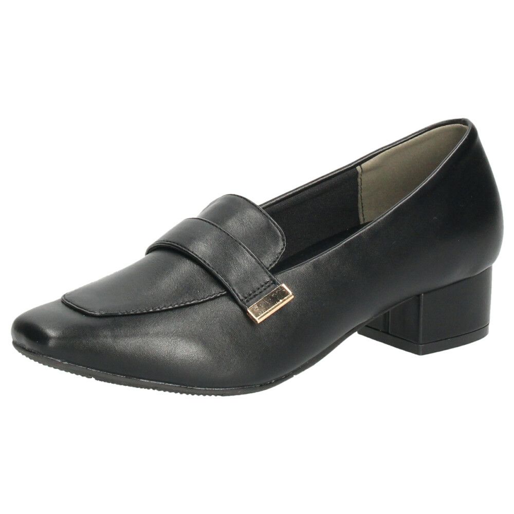 ローファー レディース 靴 ベルトロファーパンプス 防水 晴雨兼用 スクエアトゥ ゴールド金具 合皮 歩きやすい 通勤 通学 オフィス ブラック ブラウン パレード 51105 Parade