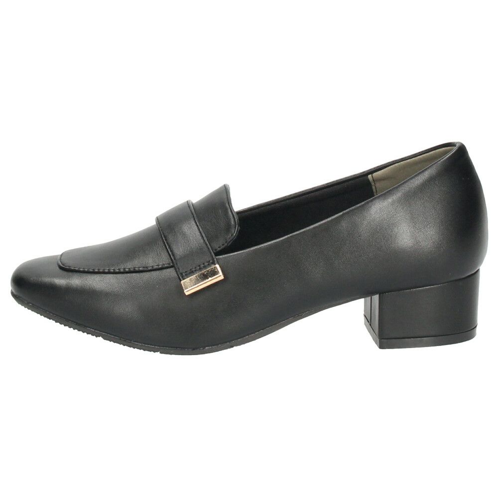 ローファー レディース 靴 ベルトロファーパンプス 防水 晴雨兼用 スクエアトゥ ゴールド金具 合皮 歩きやすい 通勤 通学 オフィス ブラック ブラウン パレード 51105 Parade