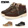 moz モズ ブーツ レディース 防水 撥水 靴 シューズ スニーカー ハイカット レースアップ ツイード  402507 アウトドア 冬 雪 雨 アンクル丈